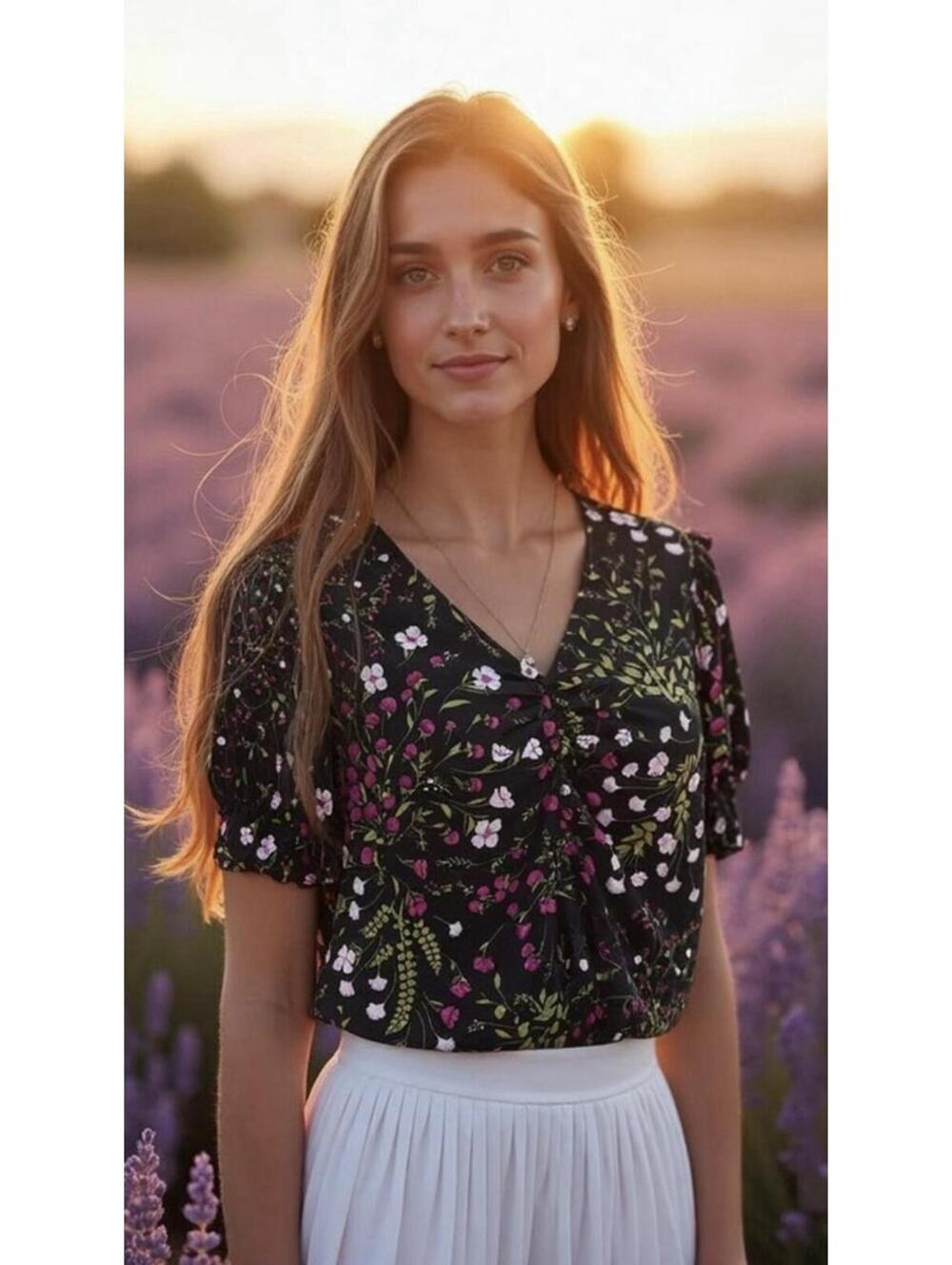 JOIE Women’s Acantha Floral Printed Blouse In Black-Size Medium